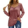 thumbnail image 1 of Otvok Womens Blouse V-Neck Long Sleeve Solid Casual Patchwork Shirt, 1 of 6
