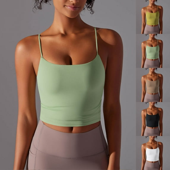 Otvok Womens Camisole Vest Summer Leisure Solid Color Sports Yoga Round Neck Tank Top