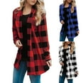 thumbnail image 1 of Otvok Womens Cardigan Fashion Plaid Loose T-Shirt Long Sleeve Blouse Coat, 1 of 7