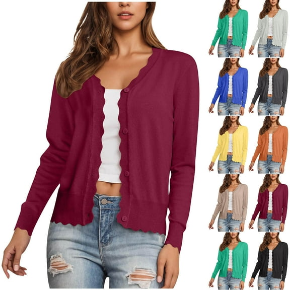 Otvok Womens Cardigan Sweaters Lightweight Button V-Neck Outfits Fall Fashion Clothing