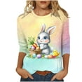 thumbnail image 1 of Otvok Womens Casual Shirts Easter Printed T-Shirt 3/4 Sleeve Round Neck Blouse, 1 of 6