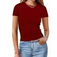 thumbnail image 1 of Otvok Womens Casual Solid Color Short-Sleeved Crew-Neck Tops, 1 of 6