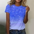 thumbnail image 1 of Otvok Womens Casual Sparkling Crystal Printed Round Neck Short Sleeved Tops, 1 of 6