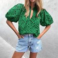 thumbnail image 1 of Otvok Womens Casual Tops Stand-Up Collar Short Half Sleeve Casual T-Shirt Blouse, 1 of 6