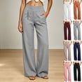 thumbnail image 1 of Otvok Womens Casual Trousers, Elastic Waistband Deep Side Pockets Wide Leg Dress Pants for All Occasions, 1 of 7