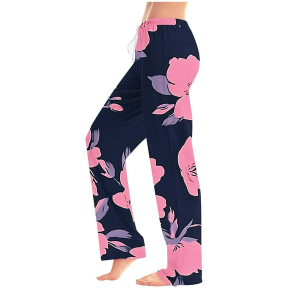 Otvok Womens Trouser Leisure Elastic Waist Draw Rope Pocket Full Length Pants