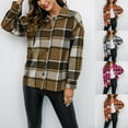 thumbnail image 1 of Otvok Womens Coat Plus Size Plaid Lapel Cardigan Long Sleeve Hoodless Jacket, 1 of 7