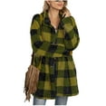 thumbnail image 1 of Otvok Womens Coats Plus Size Christmas Plaid Print Buttons Plush Cardigan Coat, 1 of 1