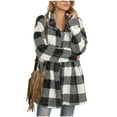 thumbnail image 1 of Otvok Womens Coats Plus Size Christmas Plaid Print Buttons Plush Cardigan Coat, 1 of 1