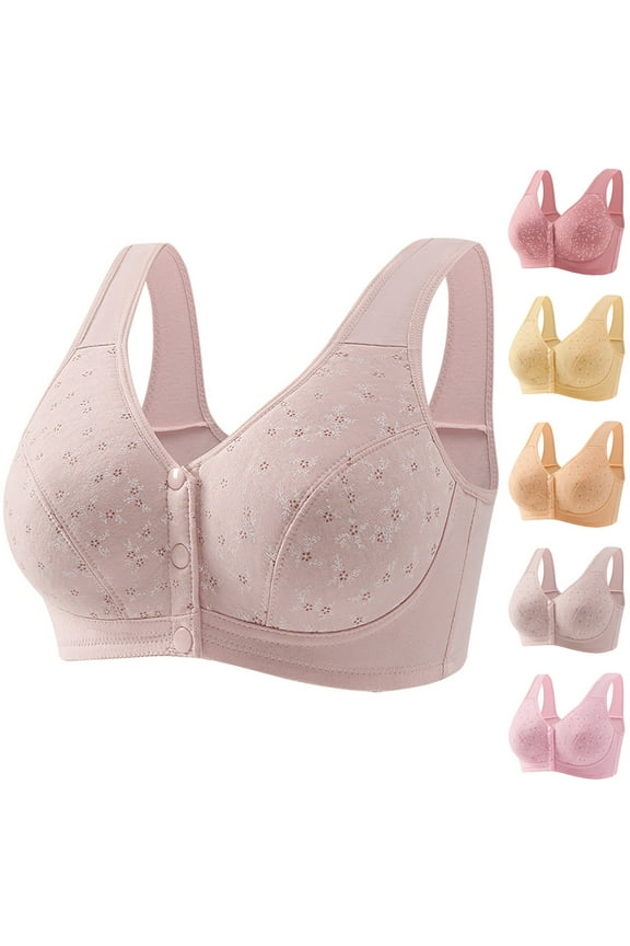 Otvok Womens Comfortable Soft Front Open Button Underwear Plus Size Bra Secondary Breast