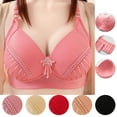 thumbnail image 1 of Otvok Womens Comfortable Soft Striped Lace Solid Color Underwear Plus Size Bra Buckle Bra, 1 of 6