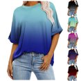 thumbnail image 1 of Otvok Womens Crewneck Short-Sleeved Gradation Print Spring Summer Loose T-Shirt, 1 of 6
