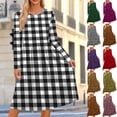 thumbnail image 1 of Otvok Womens Daily Loose Tunic Dress, Fall Winter Pocket Long Sleeve Midi Dress, Round Neck Elastic Waist A Line Dress, 1 of 7