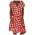 thumbnail image 1 of Otvok Womens Dresses Plus Size Daisy Print V-Neck Short Sleeve Loose Knee-Length Dress, 1 of 6