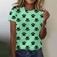 thumbnail image 1 of Otvok Womens Fashion Dog Paw Print Short Sleeve Out Blouse Funny Round Neck T-Shirt, 1 of 6