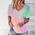thumbnail image 1 of Otvok Womens Fashion Solid Color Short-Sleeved V-Neck Loose Casual Tops Spring and Summer Blouses, 1 of 6