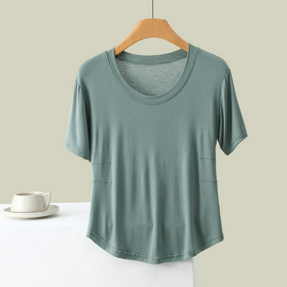 Otvok Womens Fashionable Casual Loose Solid Color Short Sleeve T-Shirt Tops 2025