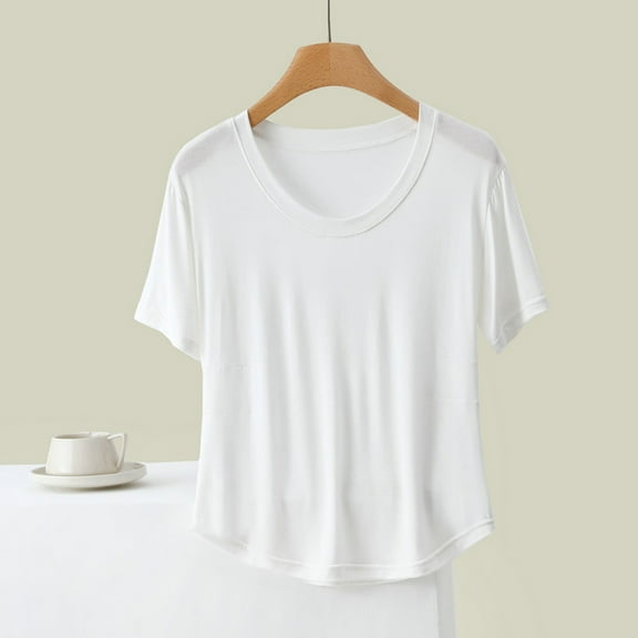 Otvok Womens Fashionable Casual Loose Solid Color Short Sleeve T-Shirt Tops 2025