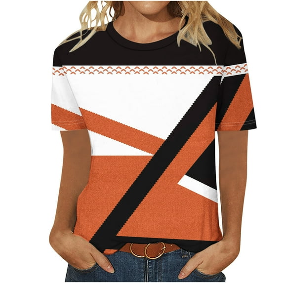 Otvok Womens Gradient Tshirts, Women Tops Casual Round Neck Short Sleeve T-Shirt Fashion Summer Ladies Tee Shirt