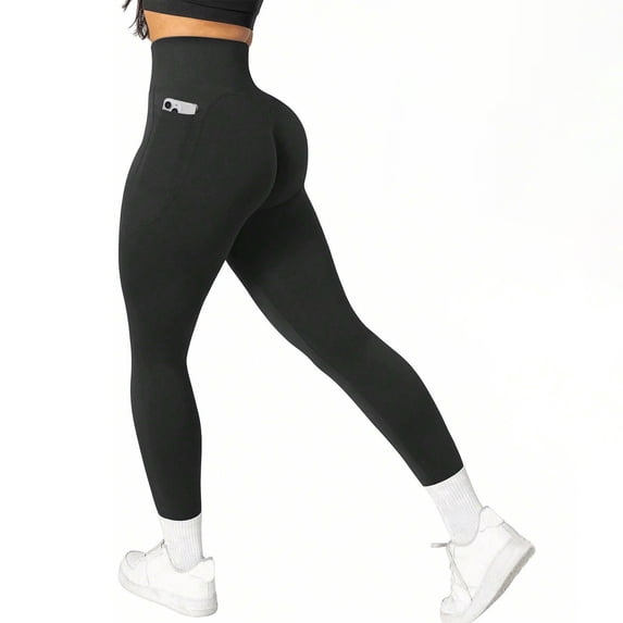 Otvok Womens Long Solid Color Hip Lift Fitness High Waist Elastic Exercise Yoga Pants