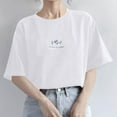 thumbnail image 1 of Otvok Womens New Short-Sleeve Tops Round Neck Solid Color Casual Summer Blouse, 1 of 6