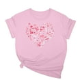thumbnail image 1 of Otvok Womens New Short-Sleeved Crew-Neck Pullover Casual Valentine'S Day Tops, 1 of 5