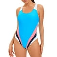 thumbnail image 1 of Otvok Womens One Piece Swimsuits Color-Block Cutout Back Bathing Suit Tummy Control Ruched Swimwear, 1 of 6