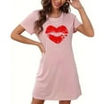 thumbnail image 1 of Otvok Womens Oversized Short Nightgown Chest Print Short Sleeve Nightdress, 1 of 6