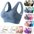 thumbnail image 1 of Otvok Womens Plus Size Bras Wirefree Yoga Sports Bra, Rhinestone Heart Pattern Vent Mesh Seamless Bra for Gym, 1 of 4
