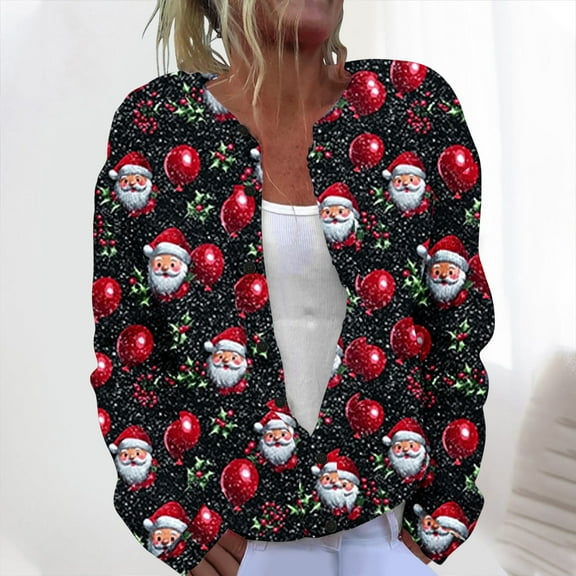 Otvok Womens Plus Size Chunky Cardigan Sweaters Button Up Fall Trendy Christmas Long Sleeve Knit Sweater