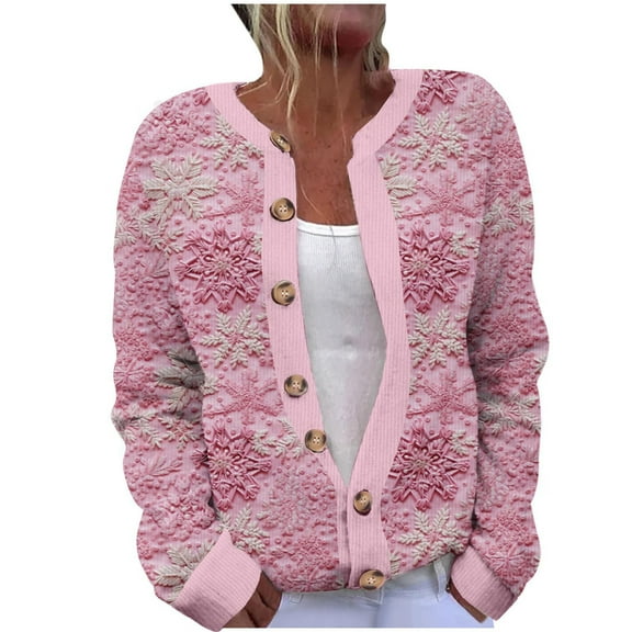 Otvok Womens Plus Size Chunky Cardigan Sweaters Button Up Fall Trendy Long Sleeve Knit Sweater Christmas