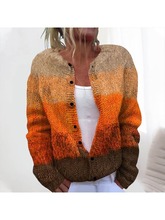 Womens Plus Size Chunky Cardigan Sweaters Button Up Fall Trendy Long Sleeve Knit Sweater