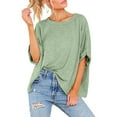 thumbnail image 1 of Otvok Womens Plus Size T-Shirt Summer Casual Short Sleeve Solid Color Loose Tops, 1 of 6