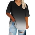 thumbnail image 1 of Otvok Womens Plus Size V-Neck Short Sleeve Gradient Color Printed Top T-Shirt, 1 of 6