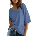 thumbnail image 1 of Otvok Womens Plus T-Shirt Summer Casual Loose Short Sleeve Solid Color Loose Pocket Tops, 1 of 6