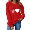 thumbnail image 1 of Otvok Womens Round Neck Fall Valentines Day Printed Long Sleeve Tops, 1 of 6