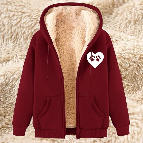 Otvok Womens Sherpa Jacket Fuzzy Zip Up Hoodie Oversized Fleece Jackets Fluffy Coat with Pockets