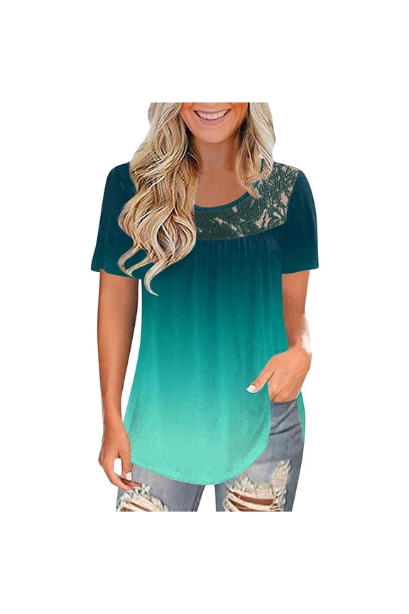 Womens Shirts Ladies Short Sleeve Blouses Loose Shirt Casual Summer Tops