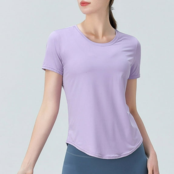 Otvok Womens Short Sleeve Solid Breathable Athletic T-Shirt Sweat Wicking Quick Drying Top