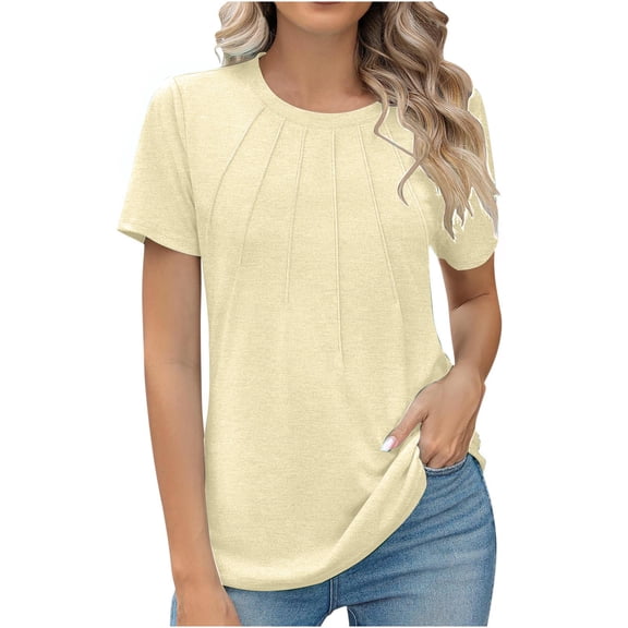 Otvok Womens Short Sleeve Solid Color Basics Crewneck Casual Top Pullover T-Shirt