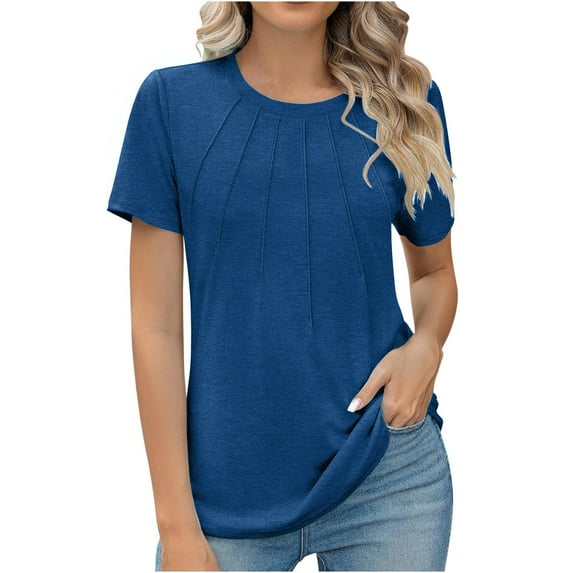 Otvok Womens Short Sleeve Solid Color Basics Crewneck Casual Top Pullover T-Shirt