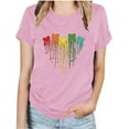 thumbnail image 1 of Otvok Womens Short Sleeve Tops Rainbow Moon Heart Print Casual Round-Neck Blouse T-Shirt, 1 of 6