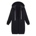 thumbnail image 1 of Otvok Womens Solid Jackets Plus Fleece Pocket Hooded Zipper Sweater, 1 of 6