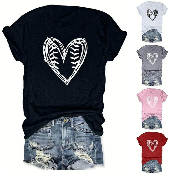 Otvok Womens Sports T-Shirt Printed Round Neck and Short Sleeved Summer Tops