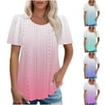 thumbnail image 1 of Otvok Womens Spring Summer Gradient Round Neck Sleeve Short Sleeve Top T-Shirt, 1 of 6