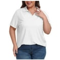 thumbnail image 1 of Otvok Womens Summer Plus Size Tops Side Slit Solid Color Loose Casual Short Sleeve V Neck Blouses, 1 of 6