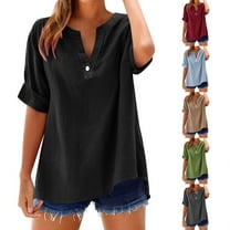 Otvok Womens Summer Shirts Casual Short Sleeve Round Neck Loose Tee Blouse