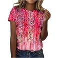 thumbnail image 1 of Otvok Womens Summer Tops Regular Casual Short Sleeve Flower Print Round Neck Pullover Blouse, 1 of 6