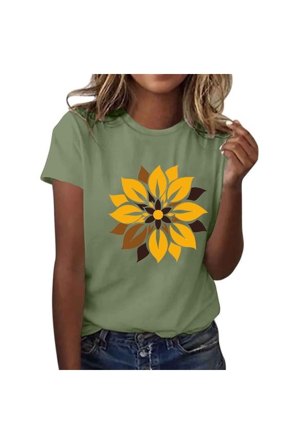 Womens Summer Tops Short Sleeve O-Neck T-Shirts Casual Dressy Business Work Blouses