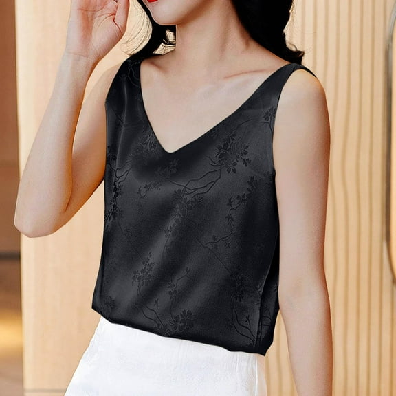 Otvok Womens Summer Vest Casual and Fashionable Solid V Neck Sleeveless Top Tank